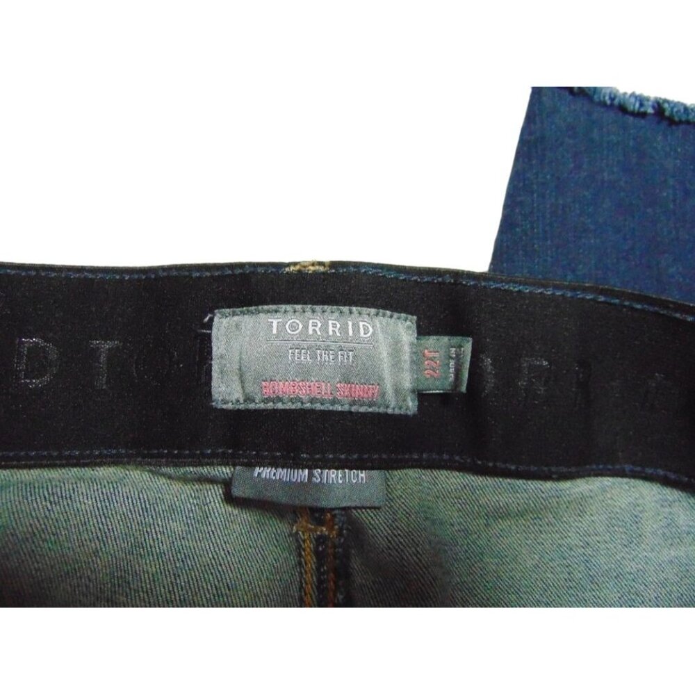 Torrid Bombshell Skinny Dark Blue Jeans 22T 22 Tall Stretch Denim Distressed - Picture 12 of 15